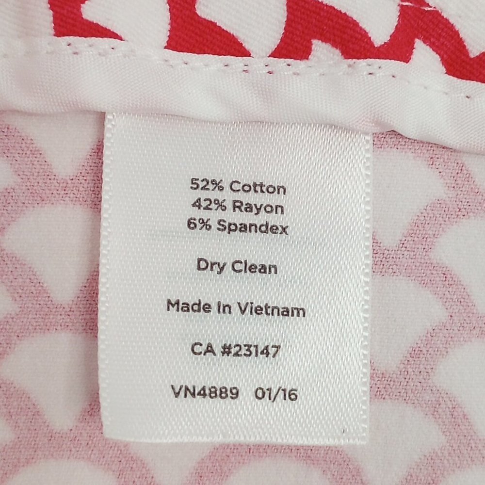 Talbots Chatham Red & White Scallop Print Ankle Pants - Picture 9 of 9
